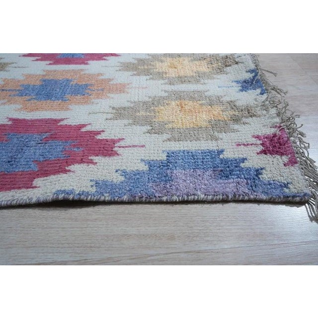 6x9 Multicolor Hand-Knotted Wool Bamboo Silk Stylized Floral Tribal Carpet Rug For Sale - Image 4 of 7