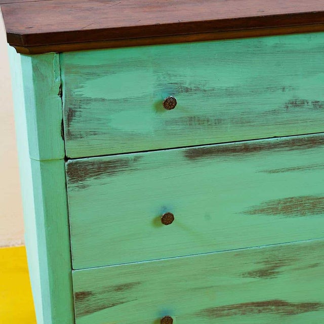 Vintage Mint Green Chest of Drawers For Sale - Image 3 of 13