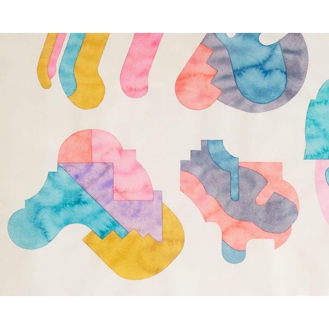 1960s 1969 “Discordant Shapes” Watercolor Painting by William Itter For Sale - Image 5 of 9