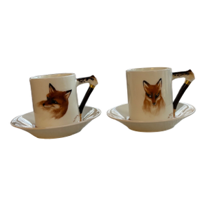 Early 20th Century Royal Doulton “Reynard the Fox” Cups & Saucers, Engish Sporting Ware - a Pair