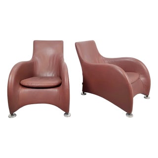 Loge Lounge Chairs in Leather by Gerard van den Berg for Montis, 1990s, Set of 2 For Sale