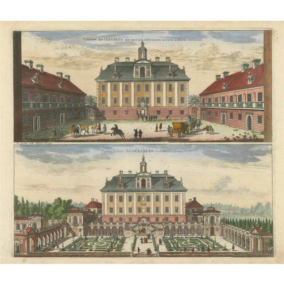 Paper Willem Swidde, Rosersberg Palace in Sweden: Dual Perspectives, 1695, Print For Sale - Image 7 of 7