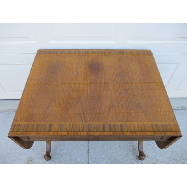 Wood Baker Furniture Mahogany Regency Style Drop Leaf Sofa Side Table For Sale - Image 7 of 12