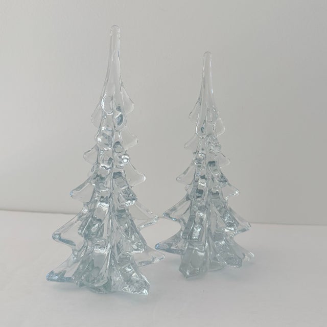 Vintage Crystal Clear Glass Christmas Trees - A Pair For Sale - Image 12 of 12
