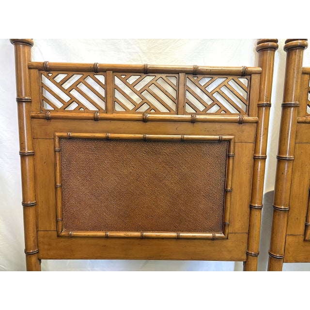 Wood Lexington Furniture Coastal Style Faux Bamboo Twin Headboards- A Pair For Sale - Image 7 of 15