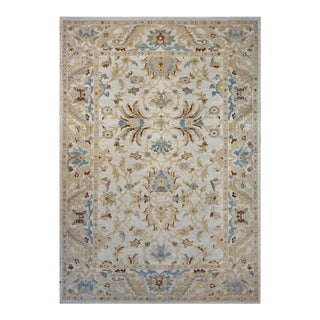 Persian Sultanabad Masters Wool 10x14 Red, Light Blue & Ivory Handmade Area Rug #1143032 Persian For Sale