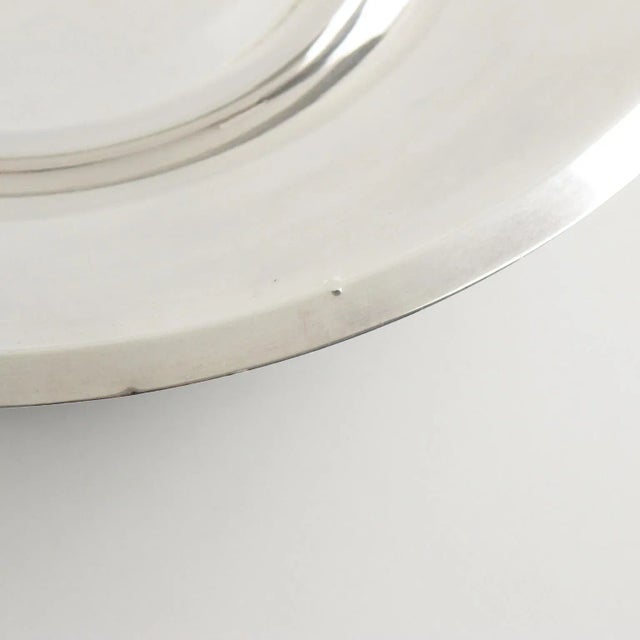 Metal Art Deco Modernist Silver Plate Decorative Bowl Centerpiece For Sale - Image 7 of 8