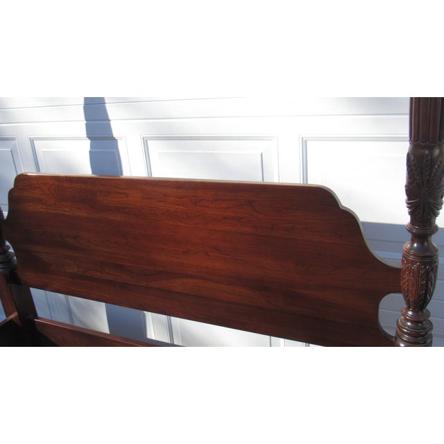 1980s Ethan Allen Queen Size Poster Bed Carved Cherry Designer Rice For Sale - Image 9 of 11
