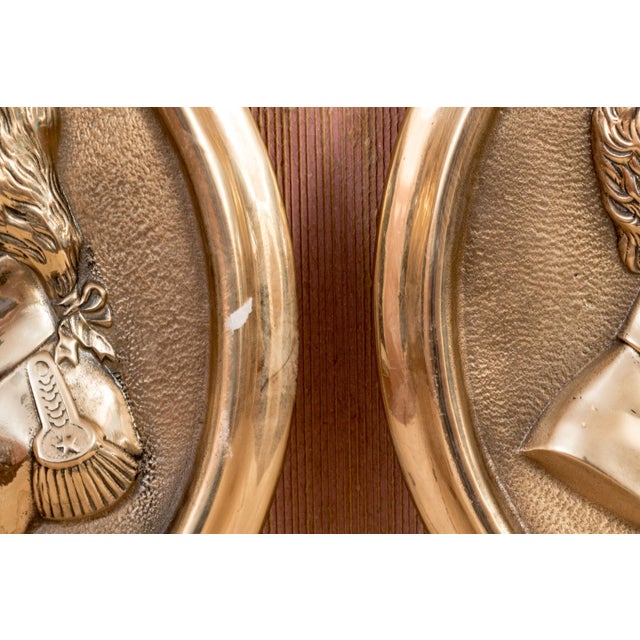 Late 20th Century Brass Oval Presidential Wall Plaques- a Pair For Sale - Image 4 of 7