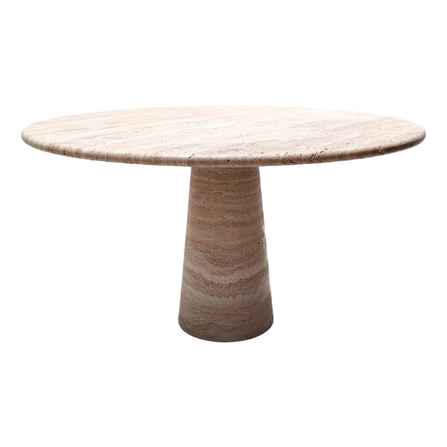 Cream Travertine Round Dining Table from My Habitat Design For Sale