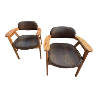 Pair of Vintage Eck-Adams Mid-Century Modern Oak Chairs – Refinished, 1980 For Sale