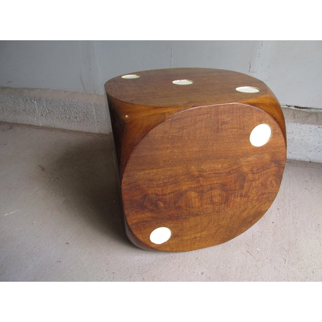 Vintage Six-Sided Die Form Side Table in Walnut Attributed to Constance Posse For Sale - Image 4 of 7