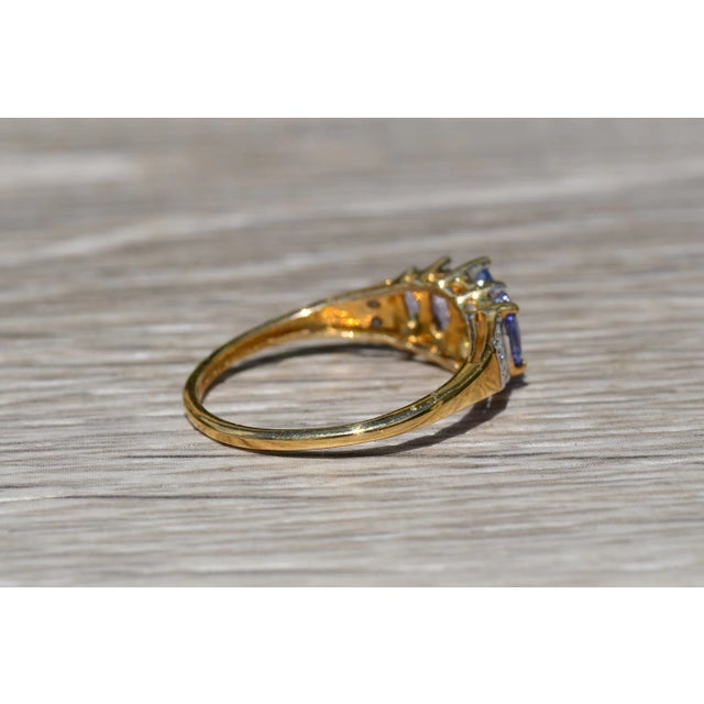 The Campanilla: Ladies Yellow Gold Cocktail Ring set with Marquise Cut Tanzanite and Diamonds For Sale - Image 4 of 9
