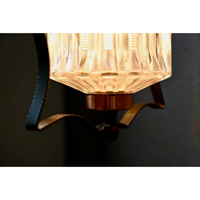 Midcentury Pendant Lamp in Glass and Copper Metal, 1950 For Sale - Image 6 of 14