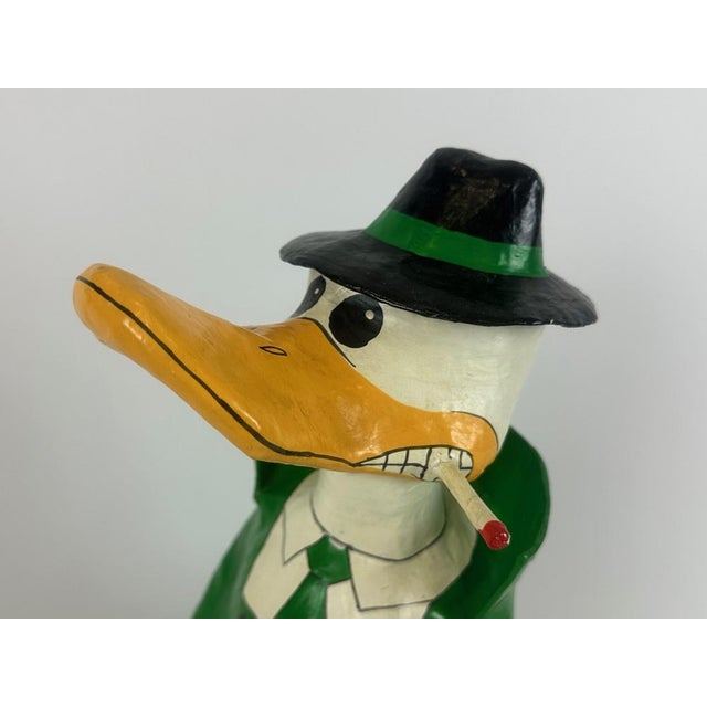 Paper Vintage Hand-Painted Paper Mâché Detective Duck, 1960s For Sale - Image 7 of 11