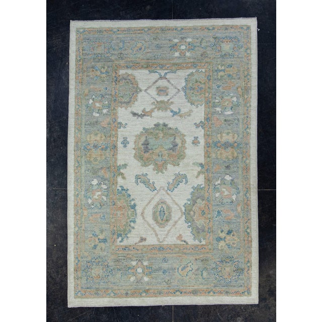 Blue Turkish Oushak Rug 3'11" x 5'10" #17899 For Sale - Image 8 of 8