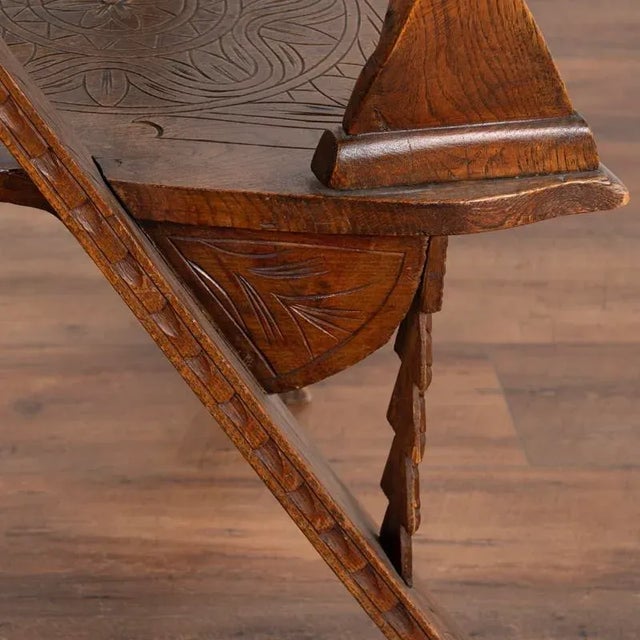 Rustic Antique Hand-Carved Tri Leg Chair For Sale - Image 10 of 13