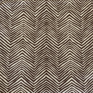 Quadrille China Seas Brown on Tiny Petite Zig Zag Linen Fabric- 2 Y For Sale