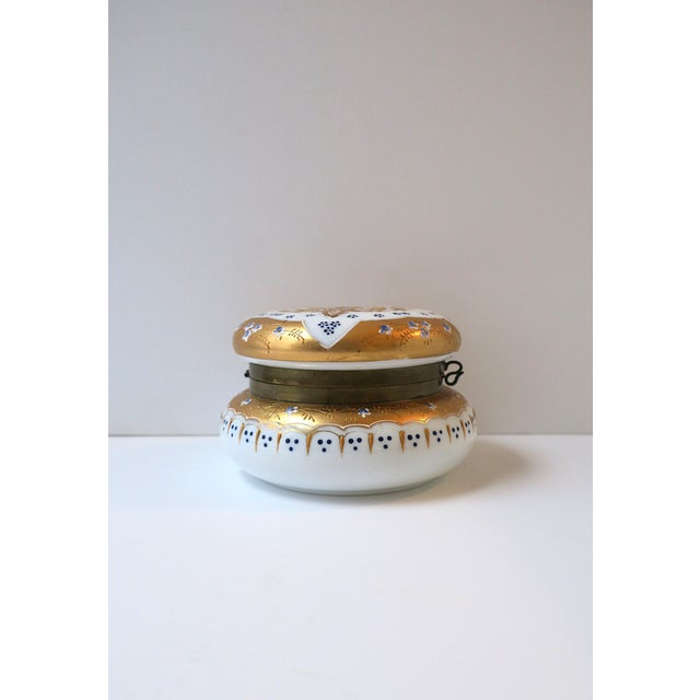 Antique Vanity Jewelry Box Bohemian Gold White Opaline Glass, Ca. Late 19th C For Sale - Image 12 of 15