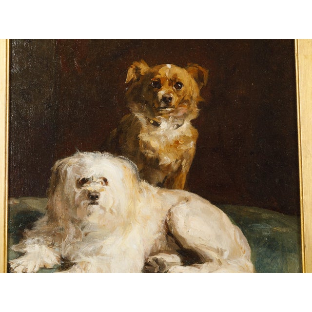 Giltwood Framed Oil on Canvas Dog Painting by Charles Van den Eycken For Sale - Image 9 of 10