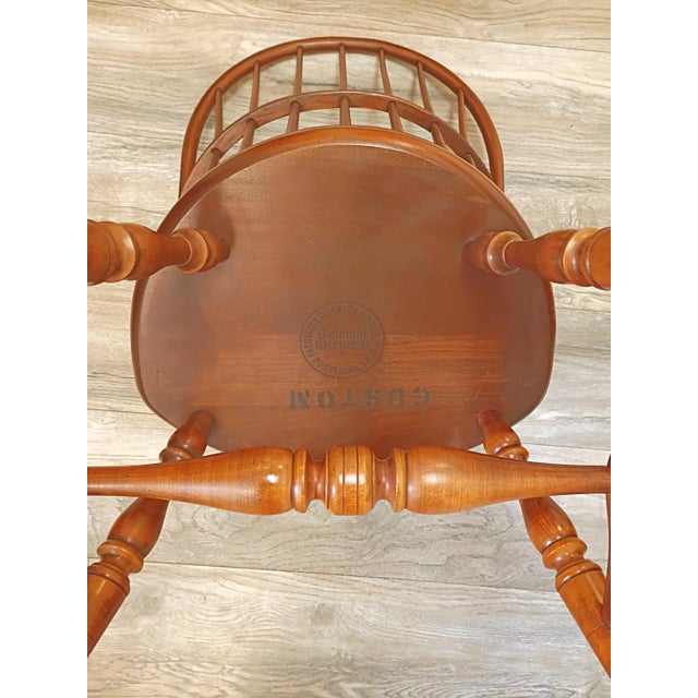 Brown 1980s Frederick Duckloe & Bros Early American Colonial Revival Child's Windsor Rocking Chair and Milking Stool Set For Sale - Image 8 of 10