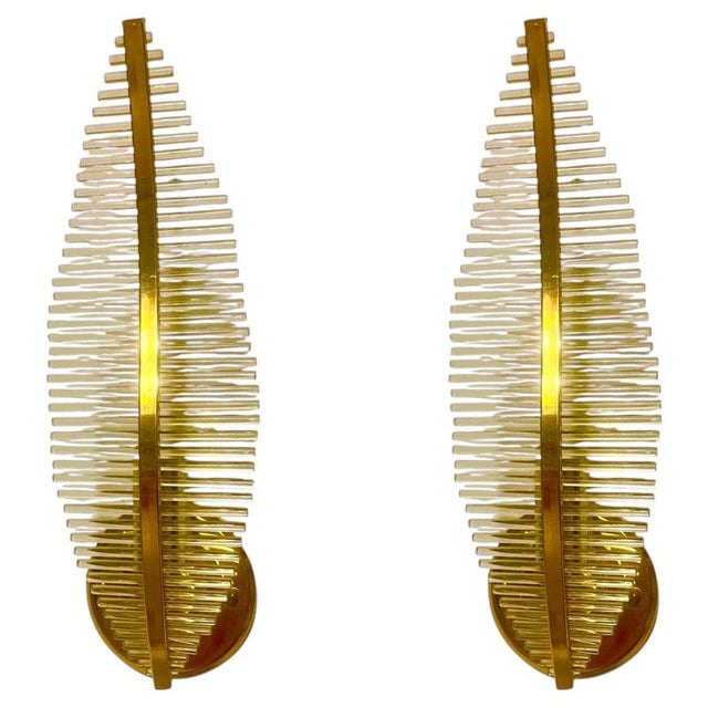 Metal Glass Wall Lights by Gaetano Sciolari, 1980, Set of 2 For Sale - Image 7 of 7