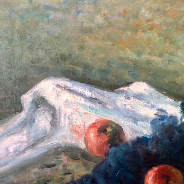American William Schultz, American Impressionist Fruits Oil Painting Vivid Apples and Grapes For Sale - Image 3 of 8