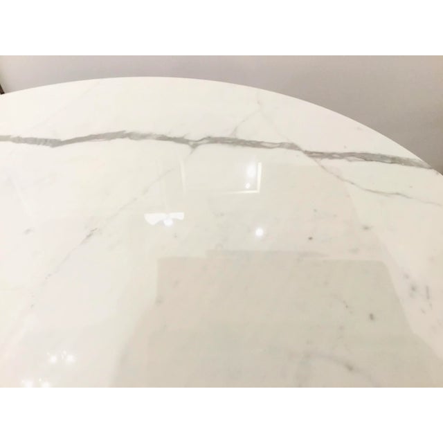 Original Retail $11,580, elegant contemporary Interlude Home Modern White Marble Dining Table, bronze finished metal base,...