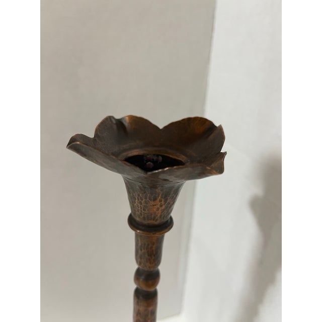 Hand Forged Copper Candle Holders From Hessel Studios For Sale - Image 4 of 12