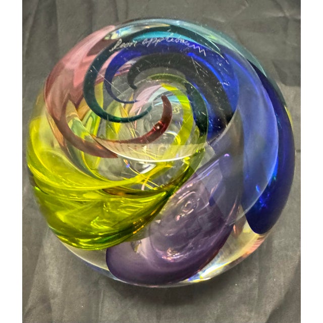 Glass Leon Applebaum Rainbow Perfume Bottle Lava Trails Signed Hand-Blown Glass VTG For Sale - Image 7 of 12