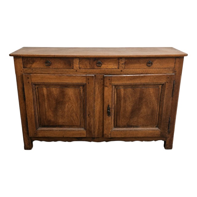 Antique Walnut Buffet with 3 Drawers, 1850 For Sale