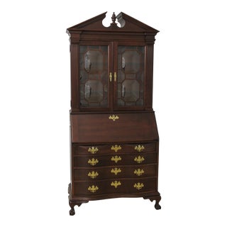 Jasper Cherry Chippendale Style Clawfoot Secretary Desk For Sale