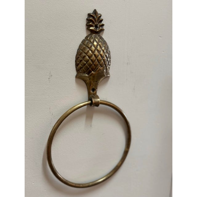 Vintage Brass Pineapple Hand Towel Ring Holder For Sale - Image 4 of 5