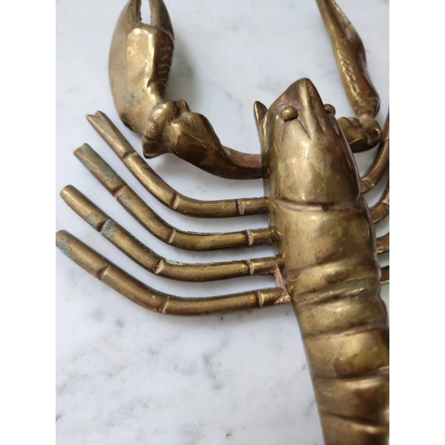 Vintage Solid Brass Crustacean Lobster Paper Weight Coastal Décor For Sale In New York - Image 6 of 12