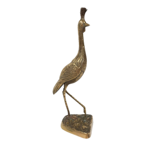 Late 20th Century Brass Crowned Crane Figure