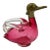 1950s Mid‑Century Modern Czech Art Glass Duck Decanter With Brass Hinged Head — Pink & Clear Wings For Sale