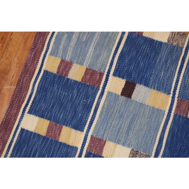 Mid-Century Modern Vintage Scandinavian Kilim - 3' x 3'7" For Sale - Image 3 of 9