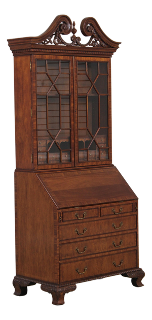 Maitland Smith Chippendale Mahogany Secretary Desk Bookcase