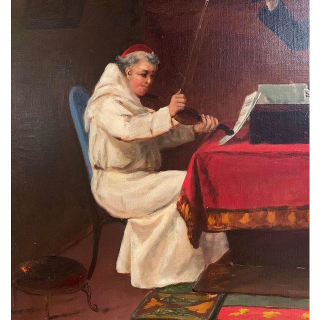 19th Century German Genre Oil Painting of Musical Monks by J. Bernstein For Sale In Dallas - Image 6 of 13