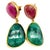 Bochic "Capri" Ruby & Multi Rough Cut Emerald Earrings Set In 18K Gold & Silver For Sale - Image 15 of 18