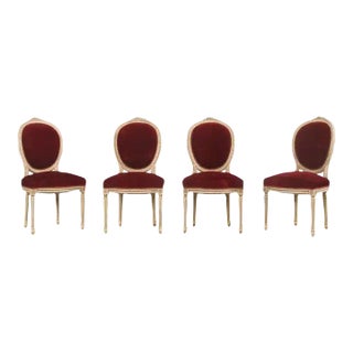 Set of Four Louis XVI Style Painted Dining Chairs For Sale