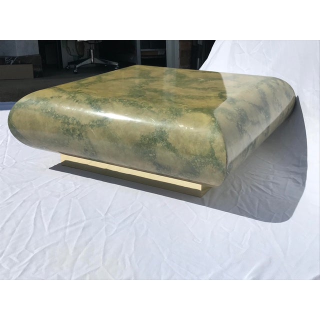MidCentury Lacquered Faux Green Marble Cocktail Table Chairish