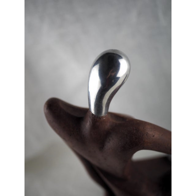 Chocolate 1980s Postmodern Figurative Ceramic Sculpture With Chrome Head For Sale - Image 8 of 11