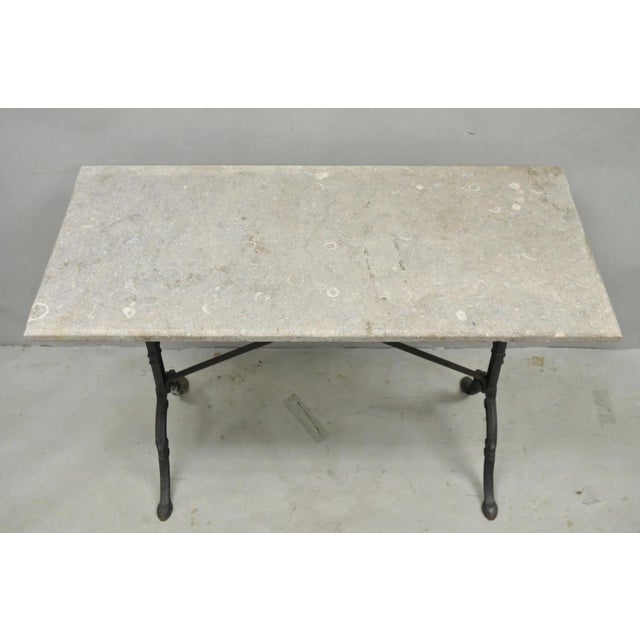 Late 19th Century Antique French Victorian Cast Iron Pastry Table Base Marble Top Console Table For Sale - Image 5 of 18