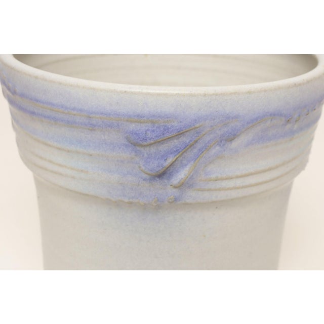 Purple Vintage Pale Gray and Lilac Incised Studio Ceramic Planter by Deanna Nichols For Sale - Image 8 of 15