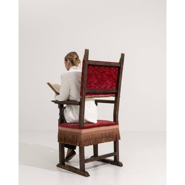 Renaissance Throne With Red Velvet Upholstery For Sale - Image 12 of 13