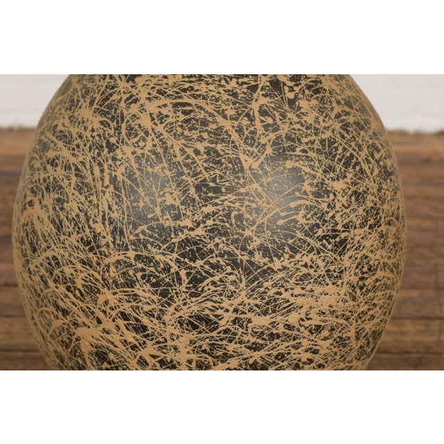 Ceramic Large Prem Collection Hand Crafted Artisan Vase with Black and Brown Décor For Sale - Image 7 of 12