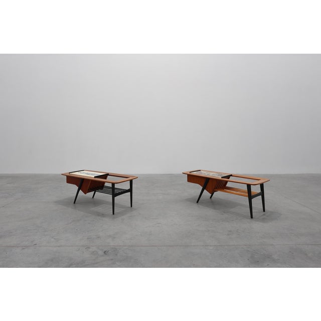 Model 210 Coffee Tables in Teak with Ceramic Tiles by Alfred Hendrickx for Belform, 1950s, Set of 2 For Sale - Image 17 of 18