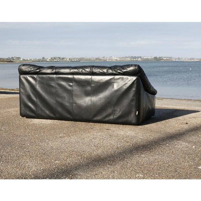 Black Leather Sofa by De Pas, D'Urbino and Lomazzi for Cinna, France, 1980s For Sale - Image 11 of 18