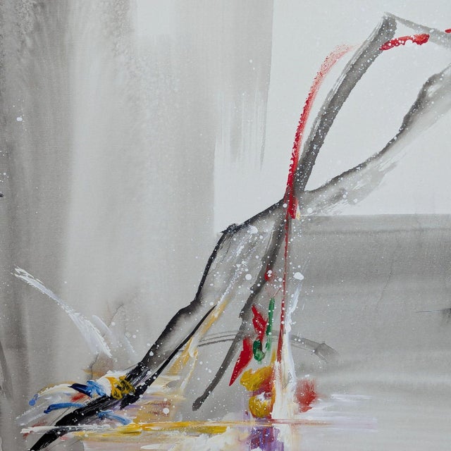 2010s Large Abstract Watercolor Painting Signed by Artist, 2014 For Sale - Image 5 of 6
